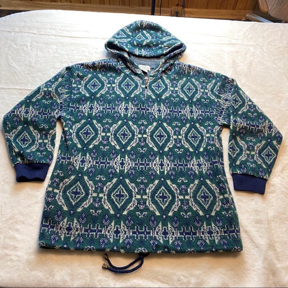 Sostanza Vintage Hooded 1/4 Zip Pullover Sweater Size Medium